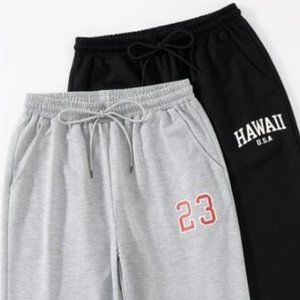 BN - 2pcs Letter Graphic Drawstring Waist Sweatpants